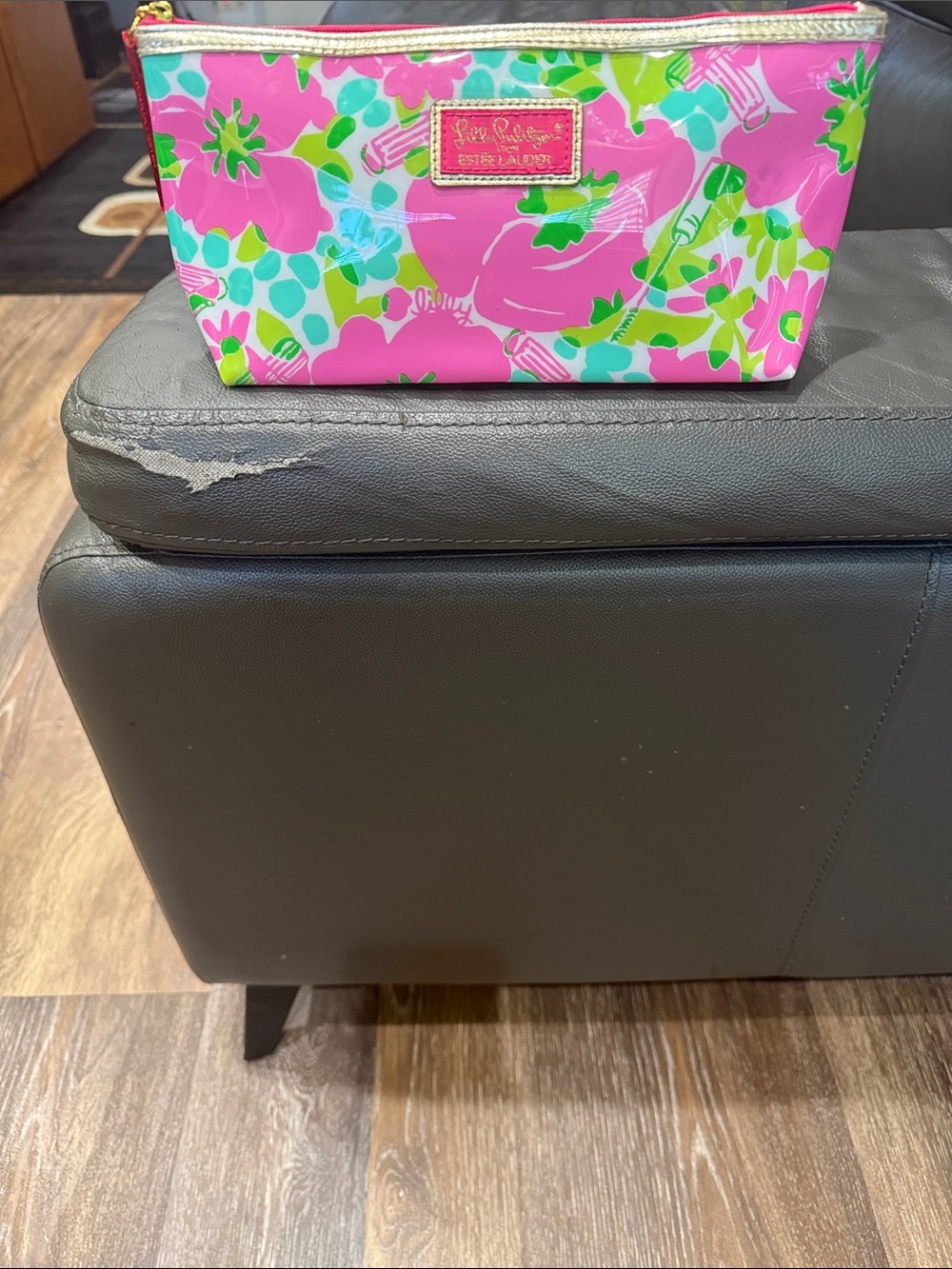 Lilly Pulitzer Pink Tropical Floral Cosmetic Pouch